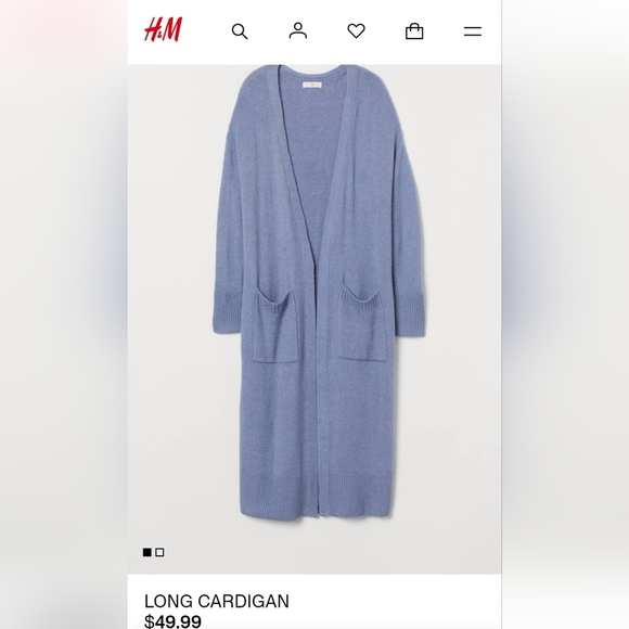 H&M - Womens, Long, Oversized, Pigeon Blue, Soft,Wool Blend Sweater - Size S - Picture 6 of 6